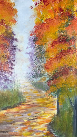 
            
                Load and play video in Gallery viewer, Fall pathway painting by impressionist painter Holly Ann
            
        