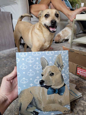 hand painted custom pet portrait of dog