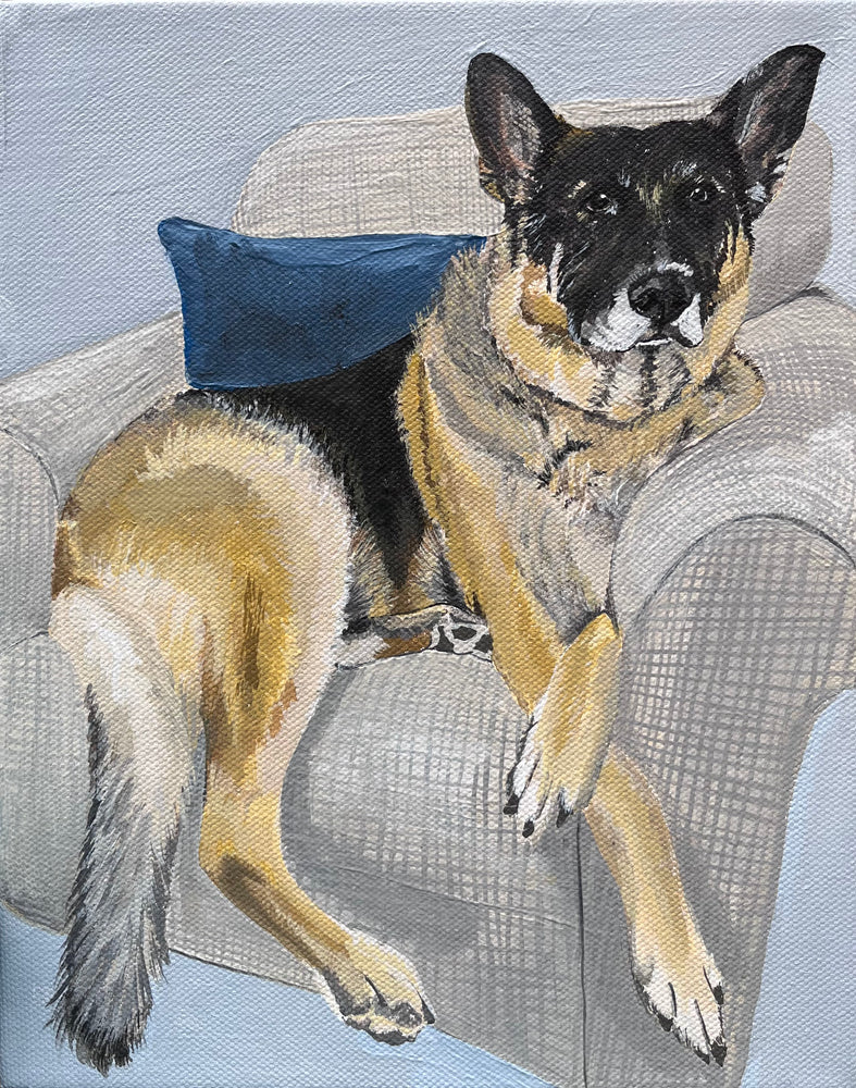 german shepard dog portrait painting