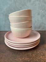 matte pink ceramic dish set